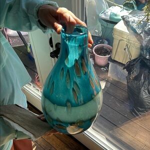 Lenox Elegant Teal and Gold Glass Vase